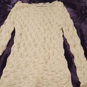 Mama Licious Cream Textured Long Sleeve Maternity Top